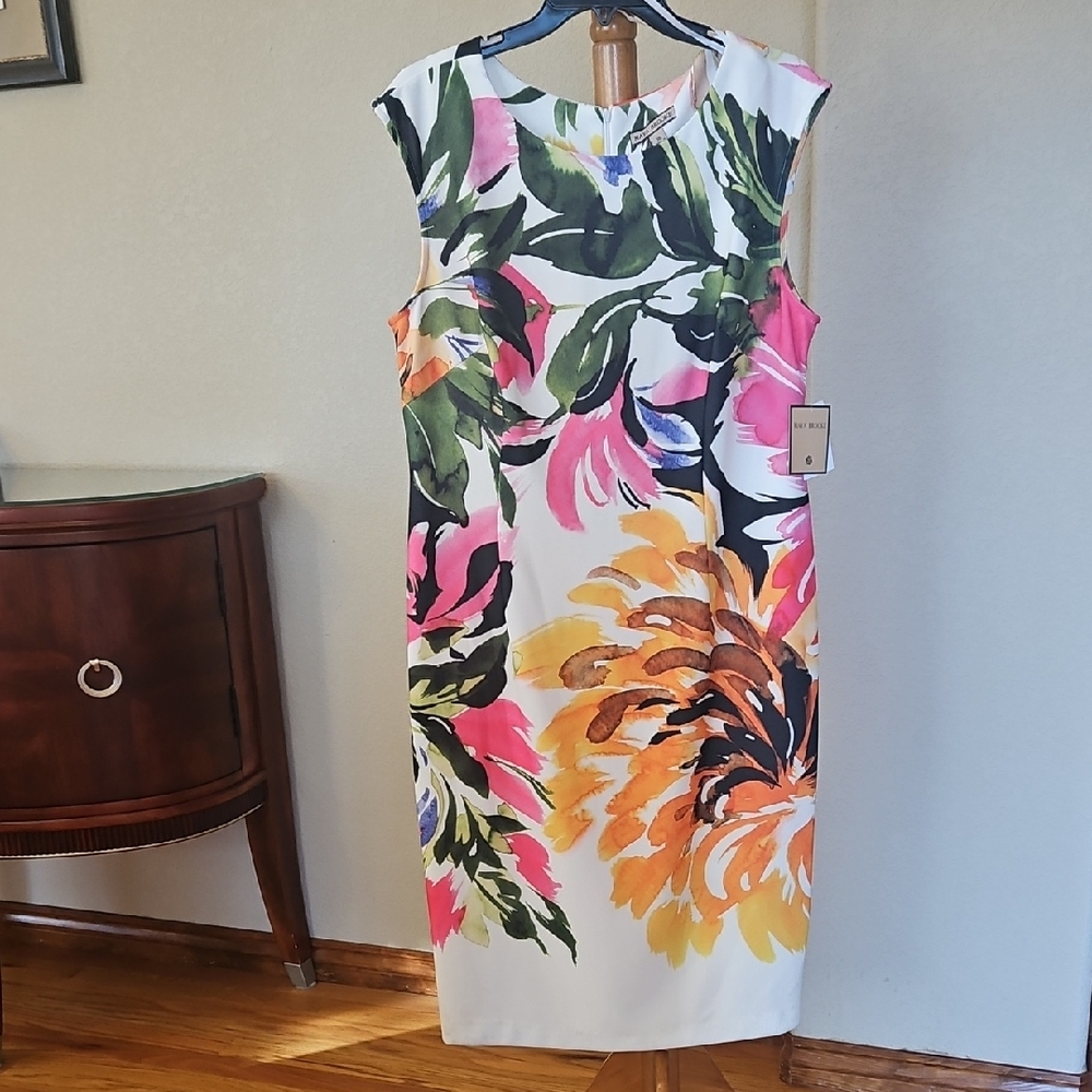 NWT Maya Brooke, Multicolor Floral Sleeveless Dress, Size 16